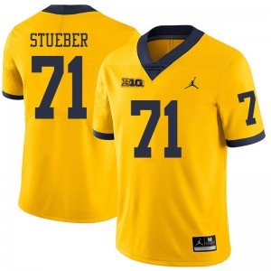 Men University of Michigan #71 Andrew Stueber Yellow Jordan Brand NCAA Jerseys 350861-554