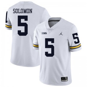 Mens University of Michigan #5 Aubrey Solomon White Jordan Brand Football Jersey 546819-350