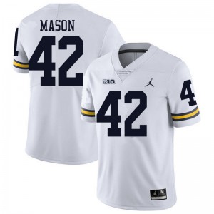 Men's Michigan #42 Ben Mason White Jordan Brand Stitch Jerseys 678273-906