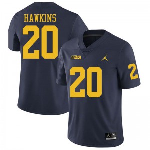 Mens Michigan Wolverines #20 Brad Hawkins Navy Jordan Brand Stitch Jersey 431663-237