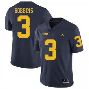 Mens Michigan #3 Brad Robbins Navy Jordan Brand Embroidery Jersey 129443-561
