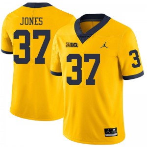 Men University of Michigan #37 Bradford Jones Yellow Jordan Brand University Jerseys 748423-859