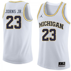 Men's University of Michigan #23 Brandon Johns Jr. White Jordan Brand Embroidery Jersey 730533-284