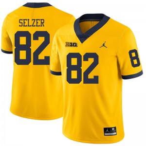 Men's Michigan #82 Carter Selzer Yellow Jordan Brand Official Jerseys 875653-524