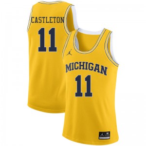 Mens Michigan Wolverines #11 Colin Castleton Yellow Jordan Brand Alumni Jersey 343289-453