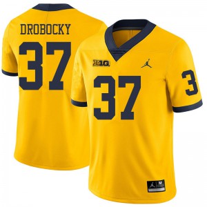 Men Michigan #37 Dane Drobocky Yellow Jordan Brand Player Jerseys 465029-988