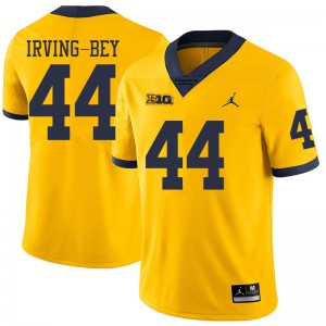 Men Michigan #44 Deron Irving-Bey Yellow Jordan Brand Embroidery Jerseys 664090-654