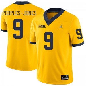 Men's University of Michigan #9 Donovan Peoples-Jones Yellow Jordan Brand Football Jerseys 330147-168