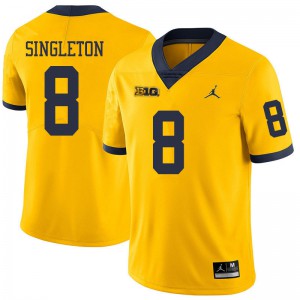 Men's Michigan Wolverines #8 Drew Singleton Yellow Jordan Brand Official Jerseys 472678-400