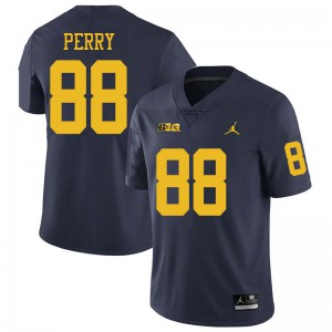 Mens Wolverines #88 Grant Perry Navy Jordan Brand NCAA Jersey 221270-329