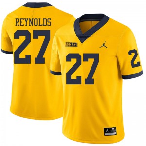 Men University of Michigan #27 Hunter Reynolds Yellow Jordan Brand University Jerseys 486349-311