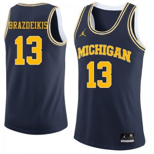 Men Michigan Wolverines #13 Ignas Brazdeikis Navy Jordan Brand University Jersey 736600-123