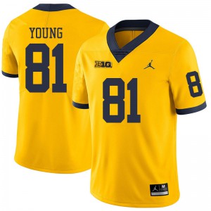 Mens University of Michigan #81 Jack Young Yellow Jordan Brand College Jersey 112628-417