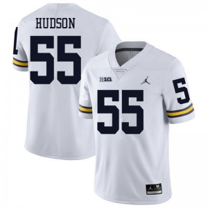 Men's University of Michigan #55 James Hudson White Jordan Brand Stitched Jerseys 351462-989