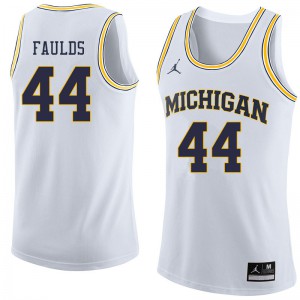 Men's Michigan #44 Jaron Faulds White Jordan Brand College Jerseys 326134-426