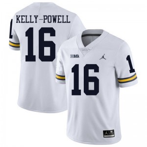 Mens University of Michigan #16 Jaylen Kelly-Powell White Jordan Brand Stitched Jerseys 809939-611