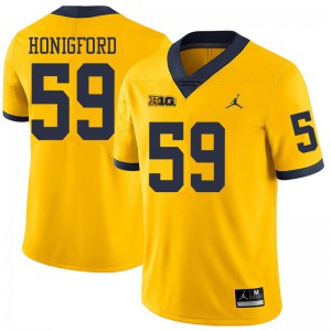 Men's Wolverines #59 Joel Honigford Yellow Jordan Brand University Jersey 882814-346