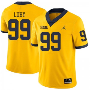 Men Michigan #99 John Luby Yellow Jordan Brand Football Jersey 816543-279