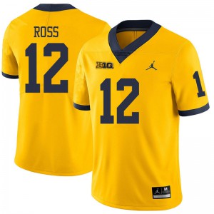 Men University of Michigan #12 Josh Ross Yellow Jordan Brand High School Jersey 750103-450