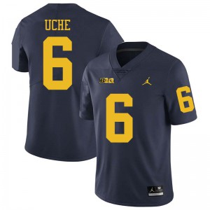 Men's Michigan #6 Josh Uche Navy Jordan Brand Football Jerseys 582902-741