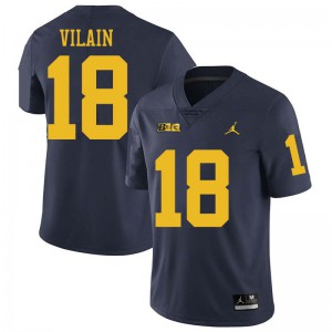 Men Michigan Wolverines #18 Luiji Vilain Navy Jordan Brand Player Jersey 697708-728