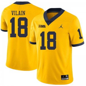 Mens Michigan Wolverines #18 Luiji Vilain Yellow Jordan Brand Official Jerseys 984027-365
