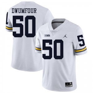 Mens University of Michigan #50 Michael Dwumfour White Jordan Brand Official Jerseys 542972-150