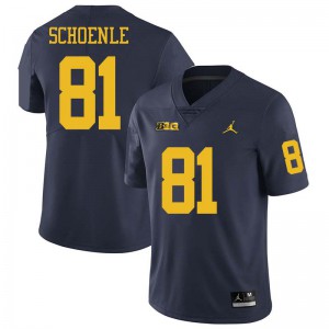 Mens Michigan Wolverines #81 Nate Schoenle Navy Jordan Brand Stitched Jersey 403228-193
