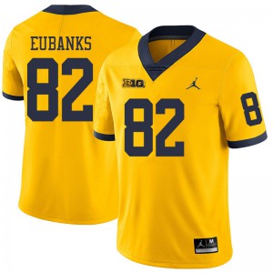 Mens University of Michigan #82 Nick Eubanks Yellow Jordan Brand NCAA Jersey 146294-931