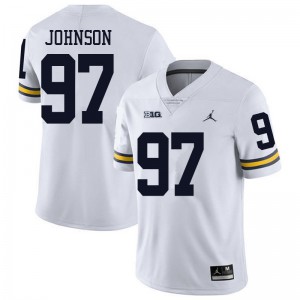 Men's Michigan #97 Ron Johnson White Jordan Brand Stitched Jersey 893006-284