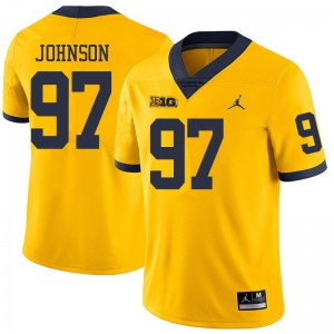 Men's Michigan Wolverines #97 Ron Johnson Yellow Jordan Brand College Jersey 242473-253