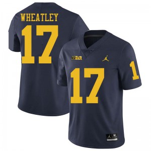 Men Wolverines #17 Tyrone Wheatley Navy Jordan Brand College Jerseys 433543-410