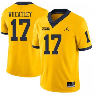 Men Michigan Wolverines #17 Tyrone Wheatley Yellow Jordan Brand Stitched Jerseys 311363-251