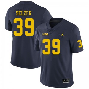 Men's University of Michigan #39 Alan Selzer Navy NCAA Jersey 542183-246