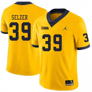 Mens Wolverines #39 Alan Selzer Yellow Embroidery Jerseys 301867-521