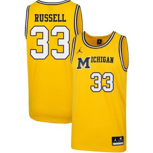 Mens Michigan Wolverines #33 Cazzie Russell Yellow 1989 Retro Alumni Jersey 202879-213