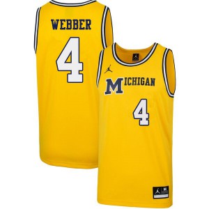 Men's Michigan #4 Chris Webber Yellow 1989 Retro Alumni Jersey 429737-115