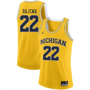 Men's Michigan #22 Cole Bajema Yellow Embroidery Jersey 487479-152