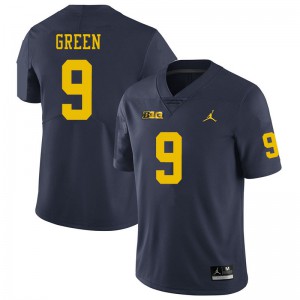 Men Wolverines #9 Gemon Green Navy NCAA Jerseys 547794-142