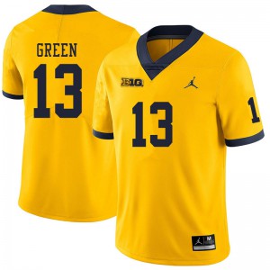 Mens Michigan #13 German Green Yellow Official Jerseys 563091-815
