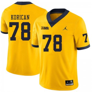 Mens Michigan #78 Griffin Korican Yellow Official Jerseys 125737-665