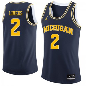 Mens Wolverines #2 Isaiah Livers Navy Player Jerseys 147069-647