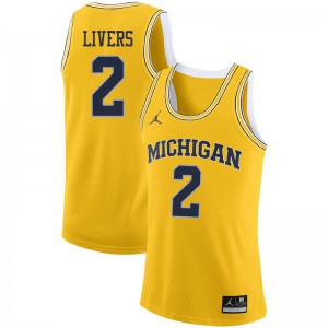 Men Wolverines #2 Isaiah Livers Yellow College Jersey 394760-262
