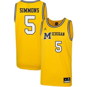 Mens Wolverines #5 Jaaron Simmons Yellow 1989 Retro Embroidery Jersey 782195-234