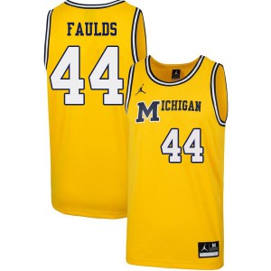 Men's University of Michigan #44 Jaron Faulds Yellow 1989 Retro University Jersey 607273-413
