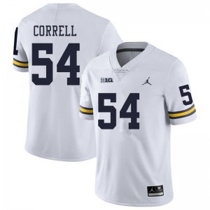 Men's Michigan #54 Kraig Correll White NCAA Jersey 502073-507