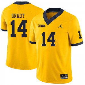 Mens Michigan #14 Kyle Grady Yellow Embroidery Jersey 153504-663