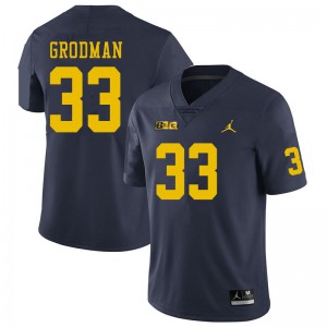 Men University of Michigan #33 Louis Grodman Navy Football Jersey 861337-625