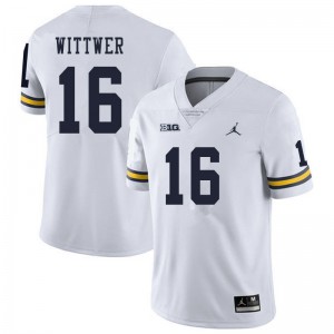 Men Michigan Wolverines #16 Max Wittwer White Football Jersey 492476-667