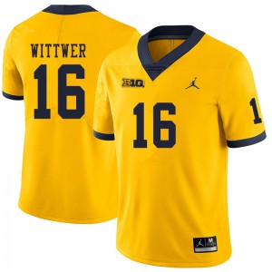 Men Michigan Wolverines #16 Max Wittwer Yellow High School Jersey 819941-788